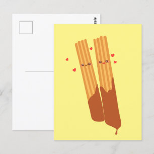 Romantische suikerachtige Spaanse churros met choc Briefkaart