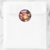 Romantische Sunset Beach bruiloft Ronde Sticker (Tas)