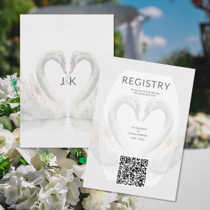 Romantische Swan Wedding QR Code Enclosure Kaart