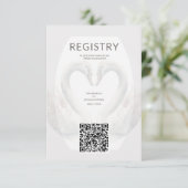 Romantische Swan Wedding QR Code Enclosure Kaart (Staand voorkant)
