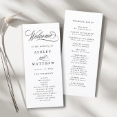 Romantische swirly kalligrafie bruiloft ceremonie programma