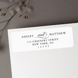 Romantische swirly kalligrafie retouradres etiket