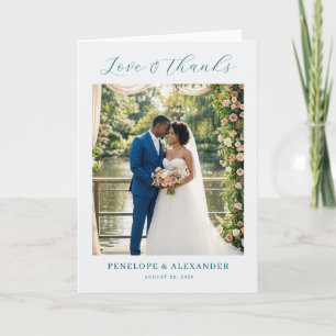 Romantische Teal Bloem Foto Bedankkaart
