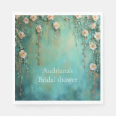 Romantische Teal Blush Roze Bloemen Bruidsmeisjesf Servet (Voorkant)