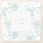 Romantische Teal Crème Roos Bloemige Bruiloft Fees Glazen Onderzetter (Achterkant)