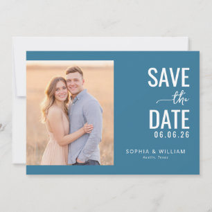 Romantische Teal Minimalistische Foto Save The Date