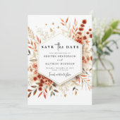 Romantische Terracotta bruiloft Save The Date (Staand voorkant)