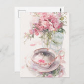 Romantische theepraat ansichtkaart briefkaart (Voorkant / Achterkant)