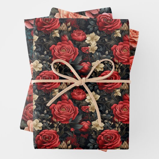 Romantische tinten van rode rozen inpakpapier vel (In situ)