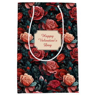 Romantische tinten van rode rozen medium cadeauzakje