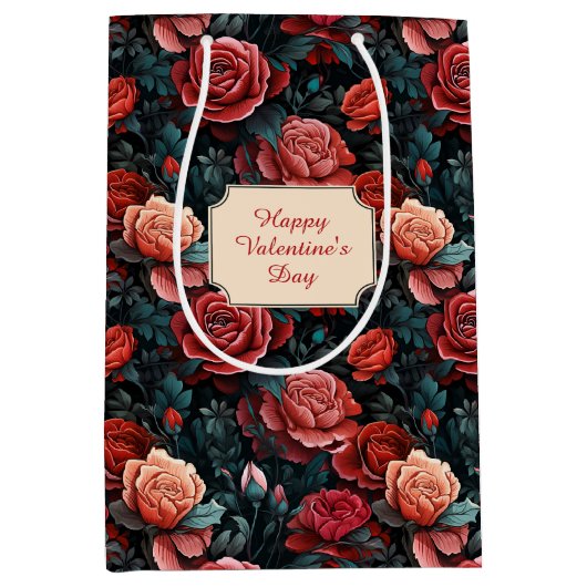 Romantische tinten van rode rozen medium cadeauzakje (Voorkant)