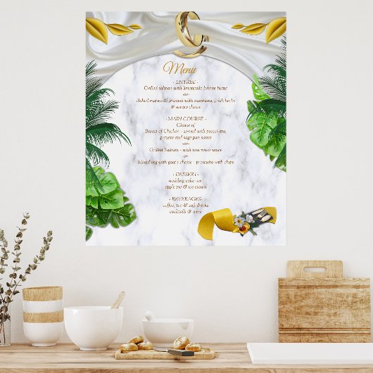 Romantische Tropische Menu Poster (Keuken)
