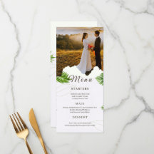 Romantische Tropische Trouwmenu Kaart