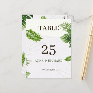 Romantische Tropische Trouwtafel Nummerkaart  Briefkaart