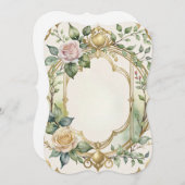 romantische trouw bloemig gouden lijst kaart (Voorkant / Achterkant)