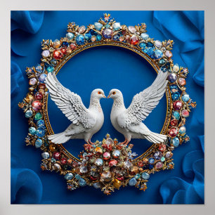 Romantische Trouwduiven Vredige Lucht 🕊️💖☁️✨ Poster
