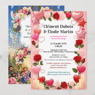 Romantische Trouwuitnodiging met Bloemen Kaart