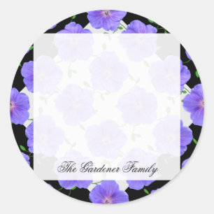 Romantische Tuin Blauw Geranium Bloem op elke kleu Ronde Sticker