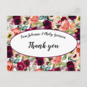 Romantische Tuin Bloemen Bruiloft Dank u Briefkaart (Voorkant)