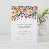 Romantische tuin bloemenbruiloft receptie kaart (Staand voorkant)