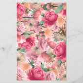 Romantische tuin Bright Floral Roos Wedding Menu (Achterkant)