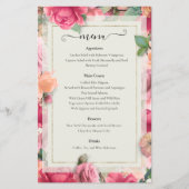 Romantische tuin Bright Floral Roos Wedding Menu (Voorkant)