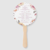 Romantische tuin mauve bloemenbruiloft programma handwaaier (Achterkant)