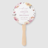 Romantische tuin mauve bloemenbruiloft programma handwaaier (Voorkant)