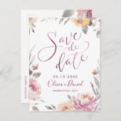 Romantische tuin moderne kalligrafie bespaart datu briefkaart (Voorkant / Achterkant)