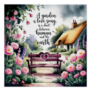 Romantische tuin Quote Waterverf Perfect Poster