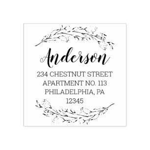 Romantische tuin retour adres 	rubberstempel