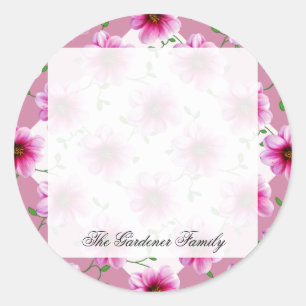 Romantische Tuin Roze Dahlia Bloem op elke kleur Ronde Sticker