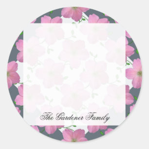 Romantische Tuin Roze Geranium Bloem op elke kleur Ronde Sticker