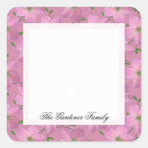 Romantische Tuin Roze Geranium Bloem op elke kleur Vierkante Sticker
