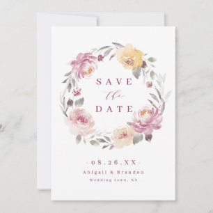 Romantische tuinmauve bloembruiloft save the date