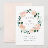 Romantische tuinperziken save the date (Voorkant / Achterkant)