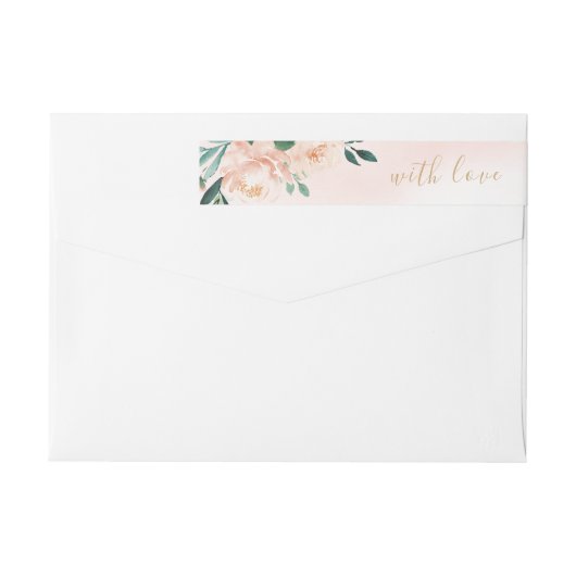 Romantische tuinperziken waterverf bloemperbruilof (Achterkant)