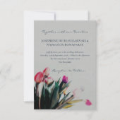 Romantische tulpen waterverf met fotobruiloft kaart (Voorkant)