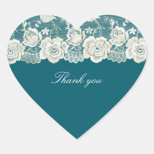 Romantische turquoise blauwe groene bloemachtige b hart sticker