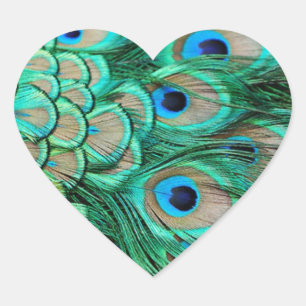 romantische  turquoise blauwgroen pauw bruiloft hart sticker