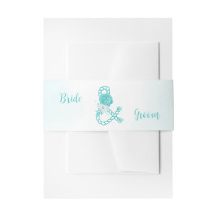 romantische turquoise bloemen bruiloft uitnodigingen wikkel