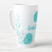 Romantische turquoise bloemen latte mok (Linkerhoek)