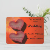 Romantische twee harten bruiloft uitnodiging (Staand voorkant)