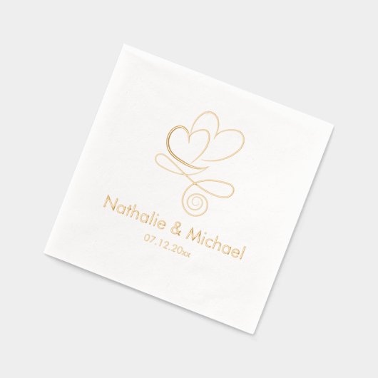 Romantische Twee Harten Custom Namen & Datum Folie Servetten (Links)