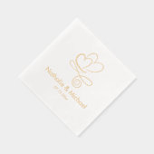 Romantische Twee Harten Custom Namen & Datum Folie Servetten (Rechts)