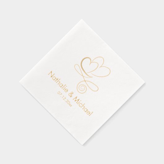 Romantische Twee Harten Custom Namen & Datum Folie Servetten (Rechts)