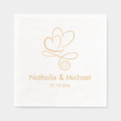 Romantische Twee Harten Custom Namen & Datum Folie Servetten (Voorkant)