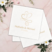 Romantische Twee Harten Custom Namen & Datum Folie Servetten