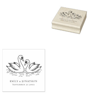 Romantische Twee Zwanen in Liefde Bruiloft Rubberstempel