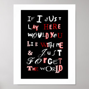 Romantische Typografie Word Art Red Black White Poster
